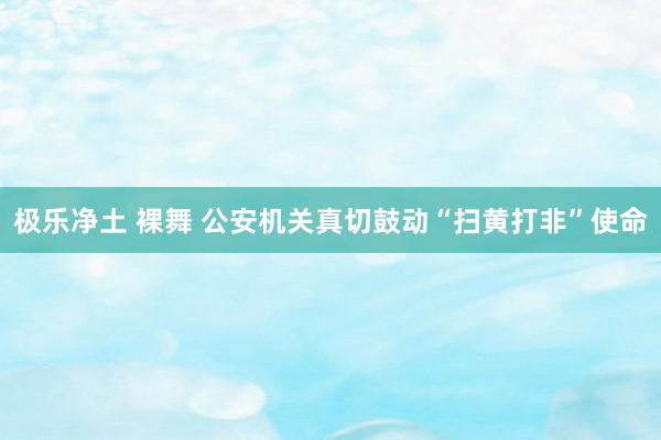 极乐净土 裸舞 公安机关真切鼓动“扫黄打非”使命