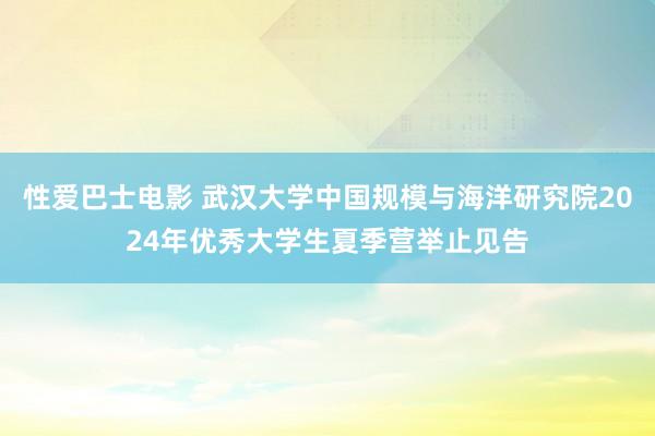 性爱巴士电影 武汉大学中国规模与海洋研究院2024年优秀大学生夏季营举止见告