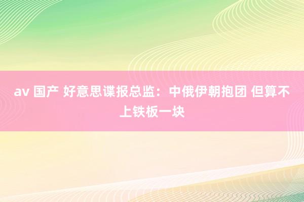 av 国产 好意思谍报总监：中俄伊朝抱团 但算不上铁板一块