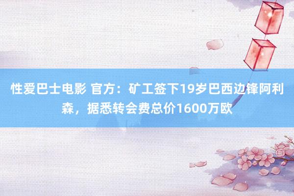 性爱巴士电影 官方：矿工签下19岁巴西边锋阿利森，据悉转会费总价1600万欧